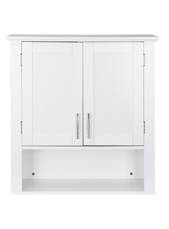 ZenSports 2-Door Bathroom Medicine Storage Wall Cabinet, Over-the-Toilet Adjustable Shelves 8" Width White