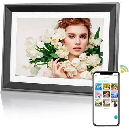 Zostuic 10.1 inch WiFi Digital Photo Frame with 32GB Memory - HD IPS Touch Screen, Auto-Rotate, Wall Mount, Free App Sharing (Black)