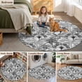 thumbnail image 5 of Round Rugs 6Ft, Grey Tropical Leaves Round Area Rug Washable Indoor Throw Carpet, Summer Palm Trees Botanical Soft Non Slip Circle Rug for Office Cabinet Home Decor Aesthetic, 5 of 8
