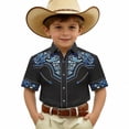 thumbnail image 4 of NAFUU Kids Toddler Boys Girls Shirts Western Cowboy 3D Print Lapel Shirt Short Sleeve Button Down Top For Children Youth Blouses For Boys Dressy Casual Sizes 12-13 Years, 4 of 4