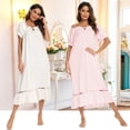 thumbnail image 2 of Eternatastic Women's Short Sleeve Pajama Dress Nightgown Soft Sleep Shirt Nightshirt Sleepwear S-XXL, 2 of 6