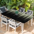 thumbnail image 2 of Sage Green Black Ombre Table Cloths for 6 Foot Rectangle Tables, Modern Abstract Striped Gradient Patio Waterproof Elastic Fitted Tablecloths, Washable Rectangular Table Cover for Camping, 2 of 8