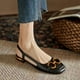 thumbnail image 1 of Sandalias retro de tacón bajo de estilo francés con punta cerrada para mujer, sandalias con correa de gamuza con hebilla de caballo vacía en la espalda de estilo veraniego para mujer, 1 of 5
