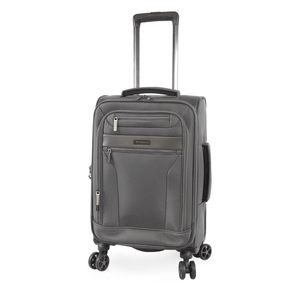 Open Box Brookstone Harbour 22" Softside Carry-on Expandable Spinner Luggage with Removable Toiletry Pouch, Dark Charcoal