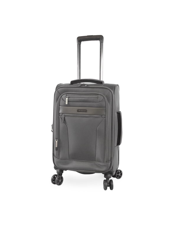 Open Box Brookstone Harbour 22" Softside Carry-on Expandable Spinner Luggage with Removable Toiletry Pouch, Dark Charcoal