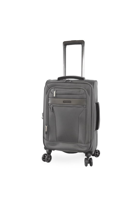 Open Box Brookstone Harbour 22" Softside Carry-on Expandable Spinner Luggage with Removable Toiletry Pouch, Dark Charcoal