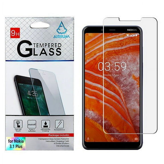 Nokia 3.1 Plus Cricket Phone Screen Protector Shockproof Tempered Glass LCD Screen Protector Crystal CLEAR 9H 2.5D HD Guard Screen Protector Cover for Nokia 3.1 Plus