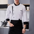 thumbnail image 3 of Chef Uniform Apron Set Stand Collar Short Sleeve Wrinkle-Resistant Chef Tops with Multi-Pocket Design Patchwork Color Professional Cooking Wear, 3 of 8