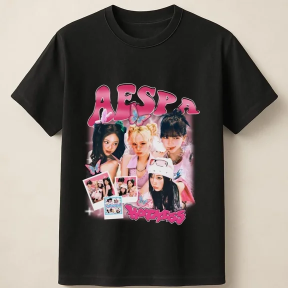 RARE Aespa With Hotpink Album Theme And Sparkle Layout Unisex T Shirt