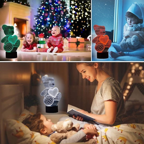 HPBN8 Ltd Ilusión Optica 3D Tortuga Luz Nocturna 7/16 Colores Cambio De Botón Táctil Control Remoto USB De Suministro De Energía LED Lámpara De Mesa Lámpara Regalo De Cumpleaños Navidad