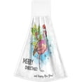 thumbnail image 2 of SKYSONIC 2 PCS Merry Christmas Tropical Flamingo Hand Towels with Hanging Loop for Bathroom and Kitchen, Hanging Band Towel - Kitchen Dish Cloth and Bathroom Hand Towels Set , 12"x17", 2 of 6