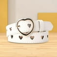 thumbnail image 4 of Women PU Leather Belt with Buckle Waist Strap Adjustable Waistband Heart Belt for Dress Decor Pants , white, 4 of 8