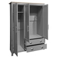thumbnail image 5 of Kadyn 3 Door Armoire Wardrobe Closet with 2 Drawers, 67" Large Wardrobe Armoire with Silver Handle, Modern Wooden Armoire Storage with Hanging Rod for Bedroom, Gray, 5 of 9