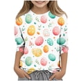 thumbnail image 2 of ITSAME Easter Girls Print T-Shirts, Round Neck 3/4 Sleeve Lightweight Holiday Casual Graphic Tees Multicolor 3-4T, 2 of 5