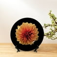 thumbnail image 6 of Yiaed Orange Dalia Print Bone China Decorative Plate Ceramic Dinner Plates Art Crafts with Display Stand-7in, 6 of 6