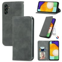 Dteck Shockproof Case for Samsung Galaxy A13 5G, Magnetic PU Leather Flip Back Cover Foldable Cover Card Holder Slot Stand for Galaxy A13 5G,Gray