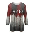 thumbnail image 5 of USOCUTE I'm Fine T Shirt for Women Bloody Shirts 3/4 Sleeve Splatter Funny Spooky Halloween Shirts 2024 Crew Neck Fashion Problem Solved Shirts Halloween Tops Wine 3XL, 5 of 5