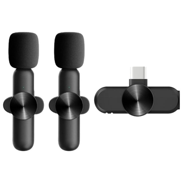 Micrófono de solapa inalámbrico tipo C Plug and Play para vloggers, Facebook Live y YouTube 2 micrófonos