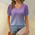 thumbnail image 2 of NAMTYQX Casual Tops for Women Lightweight Soft Short Sleeve Casual Relaxed Fit Plus Size Trendy V Neck Solid Color Light Purple Size XL, 2 of 5