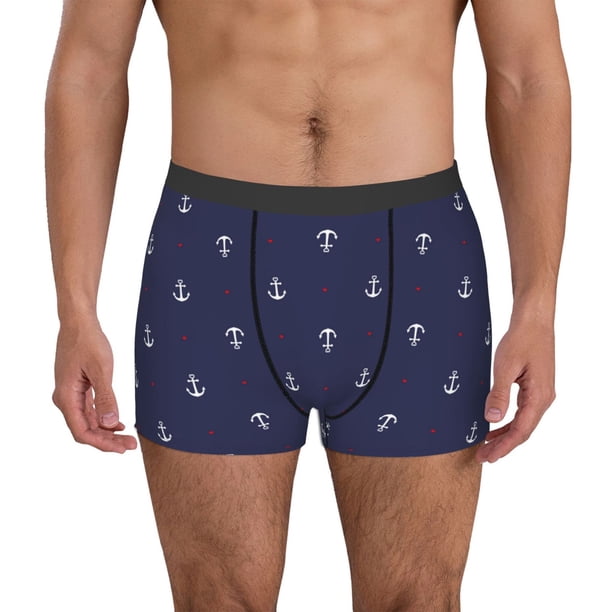 Fotbe Anchor Heart Blue Calzoncillos Tipo Boxer con Bolsa de Soporte Total para Hombre, X-Temp Fresco, Transpirable y de Secado Rápido-XX-Large