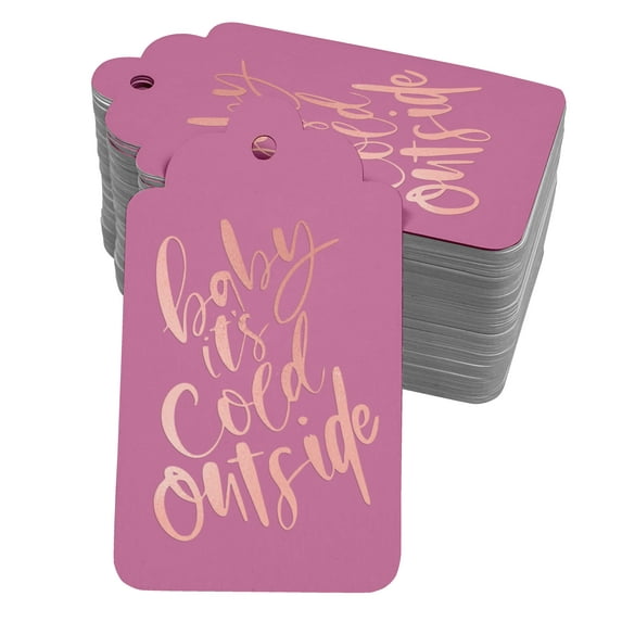 Inkdotpot Rose Gold Foil Paper Hang Tags Baby It's Cold Outside Baby Shower Favor Tags 50 Pieces