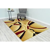 Planet Rugs Premium 3D Thick Abstract Indoor Area Rug 2305 Burgundy Beige 5'3''x7'6''