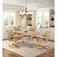 thumbnail image 2 of Furnish Theory  Caster Chair Company Alona 5-Piece 42x[42/60] Caster Dining Set Wood Edge Laminate Table Top & Buff Polyurethane Rolling Swivel Tilt Chairs, 2 of 22