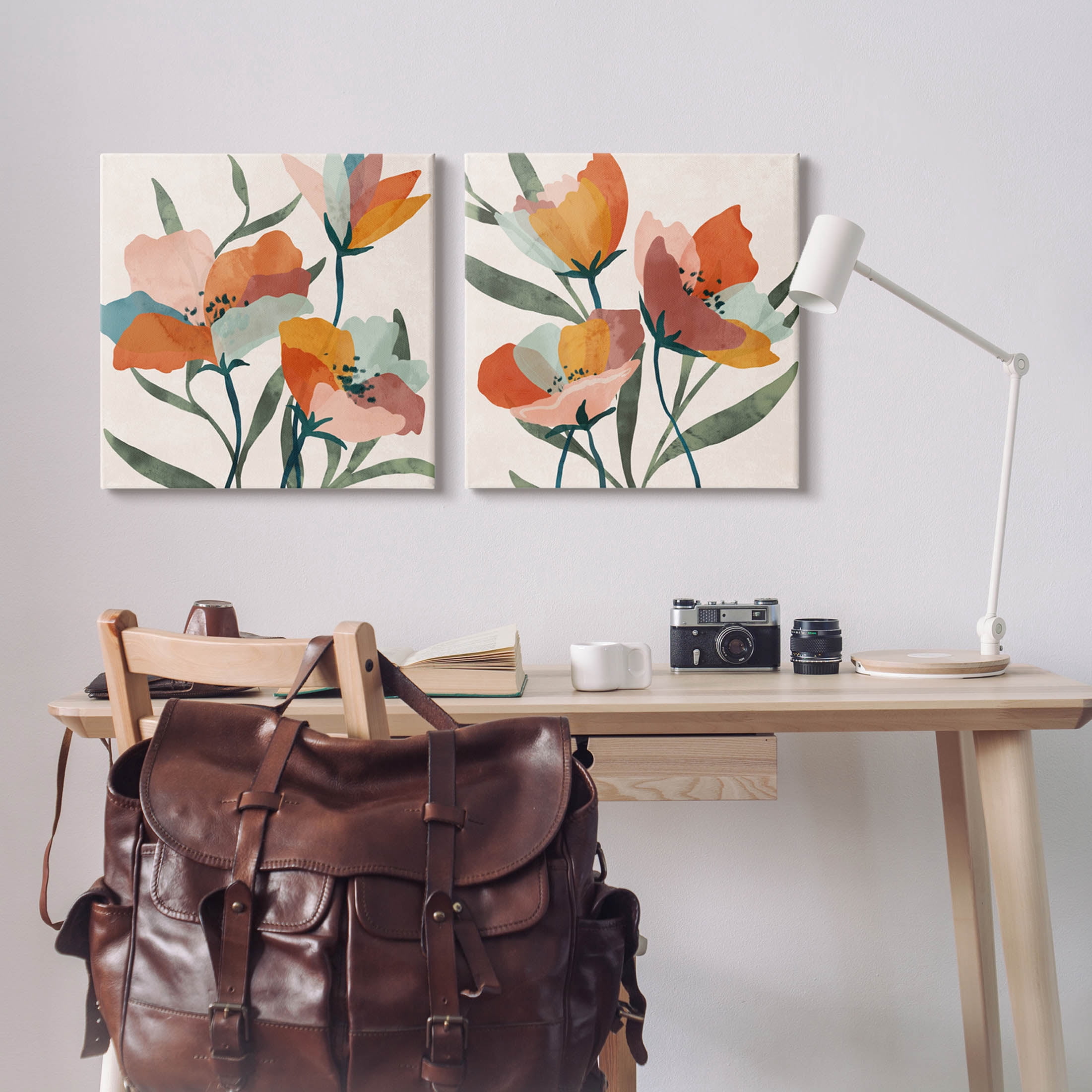 Stupell Industries Summer Bouquet Modern Abstract Graphic Art Gallery Wrapped Canvas Print Wall Art, Set of 2, Design by Nina Blue