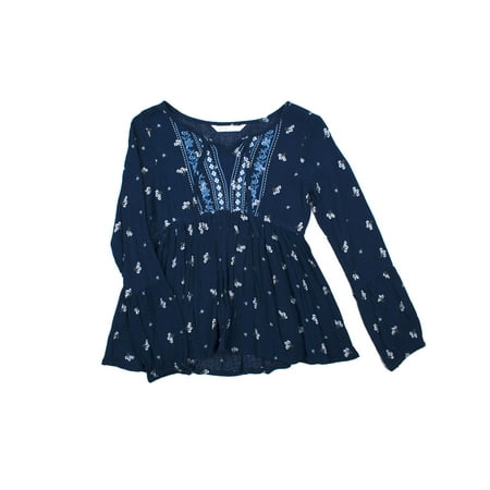 Embroidered Long Sleeve Peasant Blouse (Big Girls)