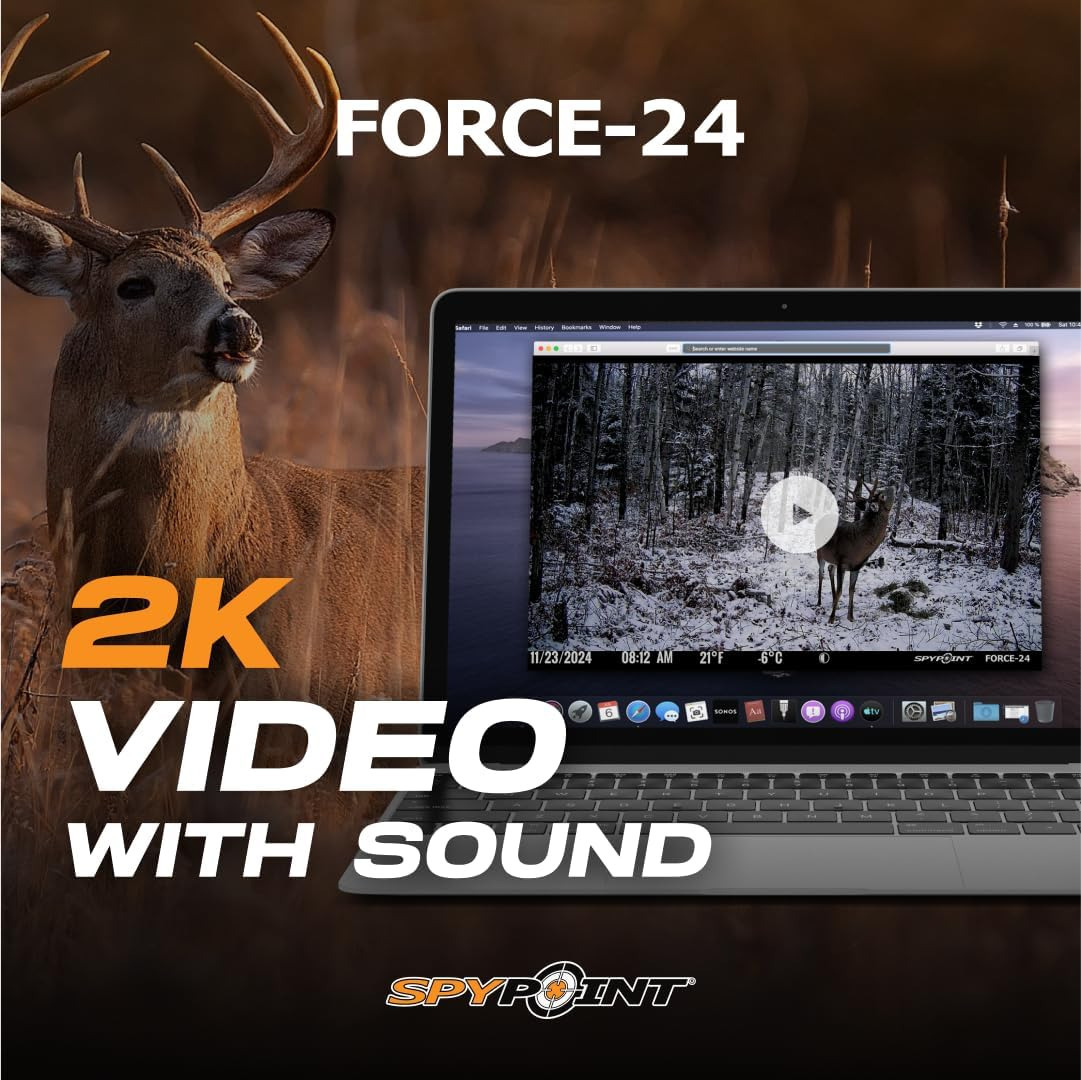 Spypoint Force-24MP Non-Cellular Trail Camera, 70ft Detection Range Bundle with Solar Panel and Card Reader (3 Items)