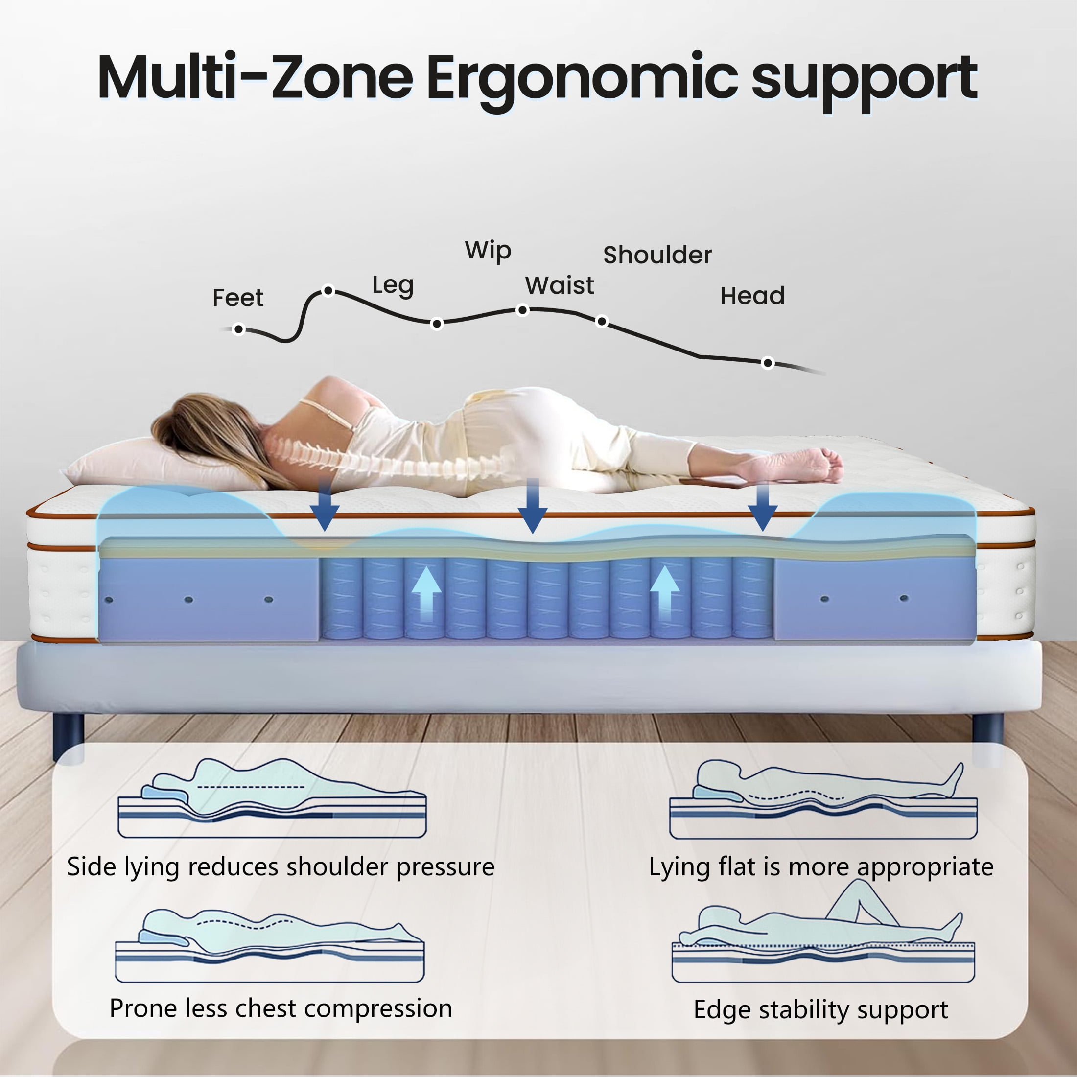 Focalsweet 10" Queen Memory Foam Mattress in a Box, Medium, Euro Top, Motion Isolation