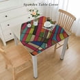 thumbnail image 2 of nygtbtfer  Square Fabric Tablecloth, Carnival Stripe, Indoor and Outdoor Table Cloth with Flannel Backing, Bold Spring Festival Stripe, 2 of 7