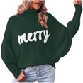 thumbnail image 3 of yoeyez Christmas Sweater for Women Turtleneck Knitted Pullover Outerwear Batwing Long Sleeve Jumper Tops Merry Christmas Sweaters, 3 of 7
