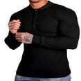 thumbnail image 4 of Men‘s Spring Autumn Solid Color Button Shirts with Long Sleeve Lapel Tops, 4 of 9