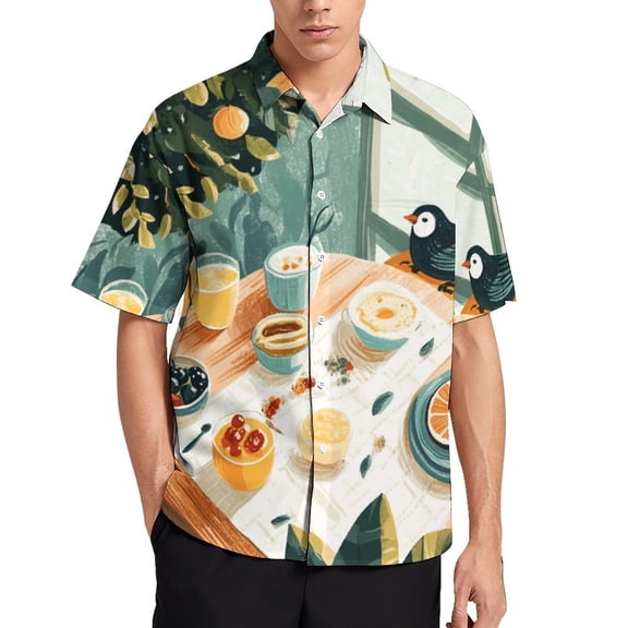 Tropical Fruits with Exotic Flavors Men's Shirts Short Sleeve Casual Shirts Button Down Shirt for Men Beach Summer Wedding Shirt
