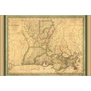 24"x36" Gallery Poster, Map of Louisiana 1820