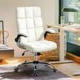thumbnail image 3 of BUPPLEE Executive Office Chair Velvet Ergonomic Style, Swivel Flip-Up Arms, 3 of 9