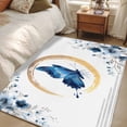 thumbnail image 5 of Butterfly Washable Area Rugs 3'x5', Watercolor Blue Grey Butterfly Floral Leaf Low Pile Throw Living Room Rug Non-Slip Sturdy Edge Binding Carpet for Indoor Entryway Bedside Kitchen, 5 of 9