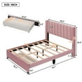 thumbnail image 4 of Leumius Full Size Platform Bed with A Storage Drawer,Velvet Upholstered Bed Frame with Wingback Vertical Channel Tufted Headboard,Pink, 4 of 8