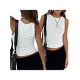 thumbnail image 5 of Coduop Women's Sleeveless Crew Neck  Tank Tops Solid Slim Fit Vest Crop Tops, 5 of 6