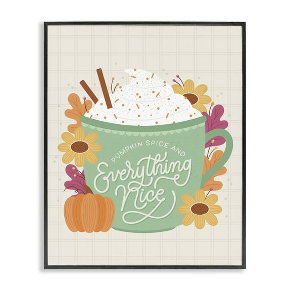 Stupell Industries Pumpkin Spice Everything Nice Food & Beverage Painting Black Framed Art Print Wall Art, 11 x 14