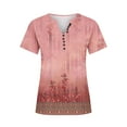 thumbnail image 4 of Aloohaidyvio Tops,Womens Summer Tops V Neck T Shirts Printed Tops Button Loose Casual Tshirts, 4 of 5