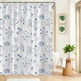 thumbnail image 2 of Blue Floral Shower Curtain, Boho Watercolor Flower Eucalyptus Botanical Shower Curtains for Bathroom, Cute Fabric Cloth Shower Curtain for vintage Decor with Hooks, 54x72 Inches, 2 of 6