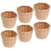 HOMEMAXS 6 Pcs Bamboo Storage Basket White Mini Rattan Baskets Woven Bride