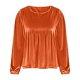 thumbnail image 5 of Vekome Long Sleeve Tops for Women Casual Plus Size Shirts Loose Crewneck Tee Shirts Velvet Solid Color Pullover Tops, 5 of 8