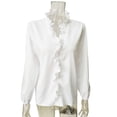 thumbnail image 1 of Jumpingount Blusa Estampado Verano Camisa Manga Larga Manga Larga Cuello Trabajo Mujer Top Prendas para la parte del cuerpo Blanco L, 1 of 6