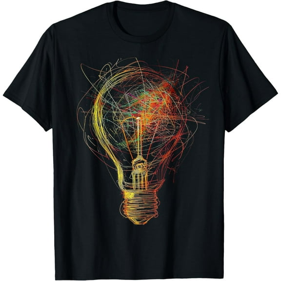 100% Cotton for Both Men and WomenLight Bulb Abstract Drawing Colorful Art Graphic T-Shirt
