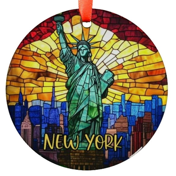 Custom New York Ornament |Faux |Unique Statue of Liberty Souvenir |Travel Gift | Holiday Ornament |Christmas Decor, Holiday Keepsake, Xmas Tree Hanging Decoration, Seasonal Gift Id