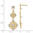 thumbnail image 3 of 14k Yellow Gold Diamond Cut Filigree Dangle Earrings Drop, 3 of 7