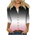 thumbnail image 7 of Nmnitkp Cartigan Light and Comfortable Womens Round Neck 3/4 Sleeve Tops Button Gradient T-Shirts Solid Loose Cute Tunic Tee Blouses, 7 of 7
